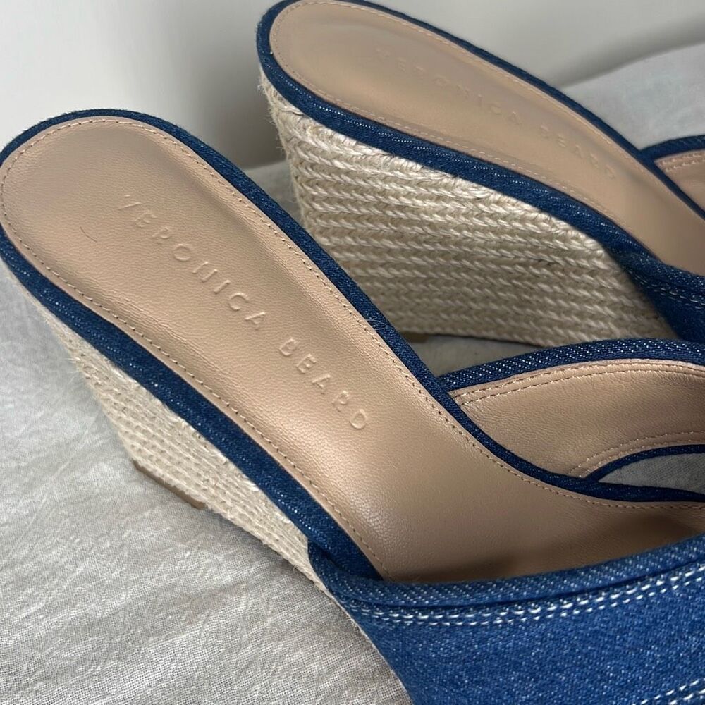 VERONICA BEARD EDNA ESPADRILLE WEDGE SANDALS Mountain Blue Size 8.5 - Picture 4 of 9
